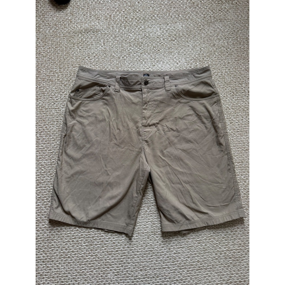Prana Zion Mens Khaki Tan Stretch Hiking Outdoor Shorts Size 40 golf preppy